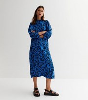 New Look Blue Abstract High Neck Midi Dress